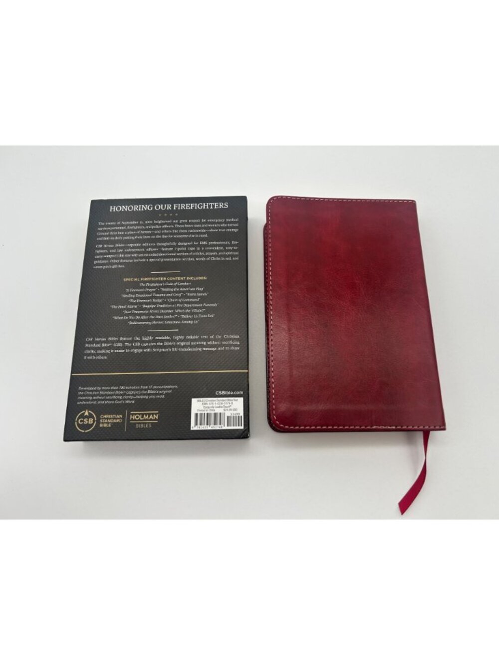 Firefighters Bible CSB Holman Burgundy LeatherTouch Special Firefighter Content - Picture 3 of 11
